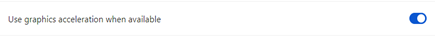 Screenshot showing graphics acceleration setting enabled.