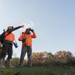 Couple scouts a field