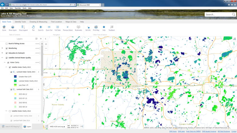 Link to Lakes and Aquatic Invasive Species (AIS) Mapping Tool