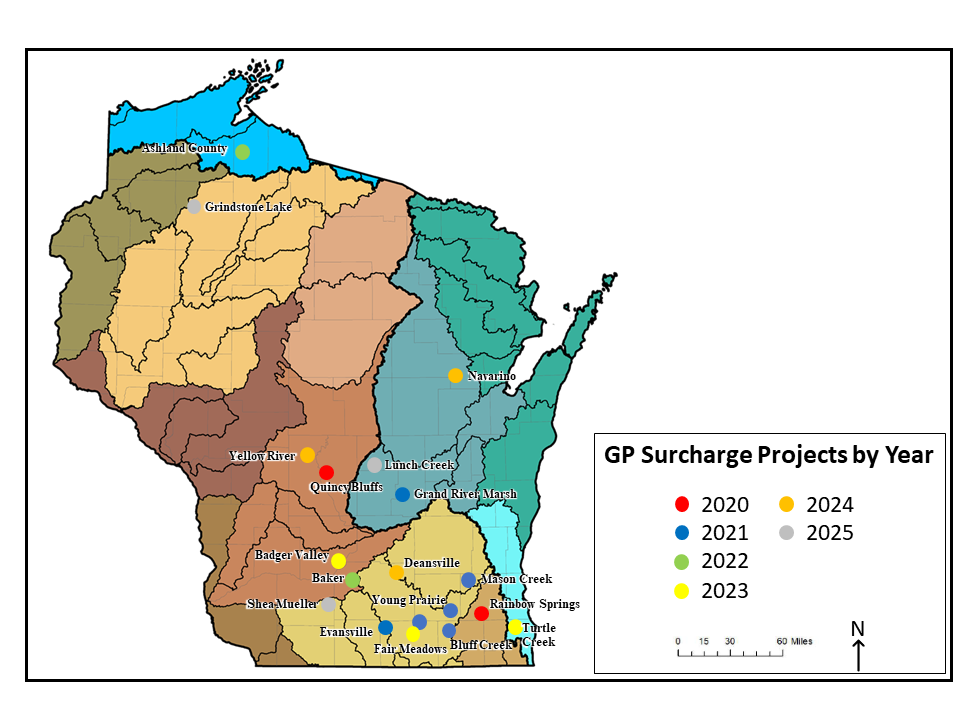 GP surcharge projects map