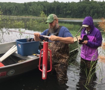 Installation of lakebed piezometer.