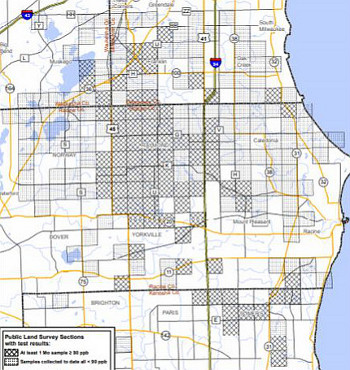 Map of recommended molybdenum testing area.