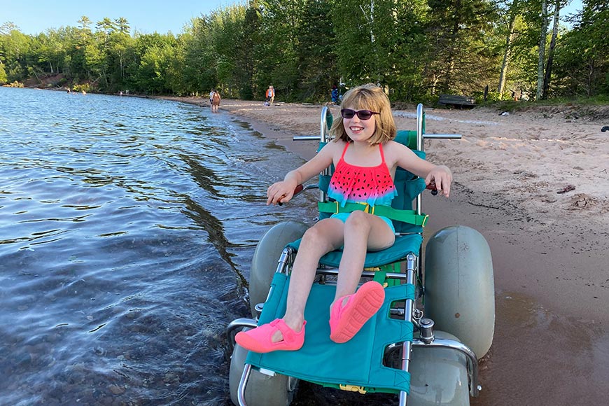 Accessible beach wheelchair at Big Bay State Park