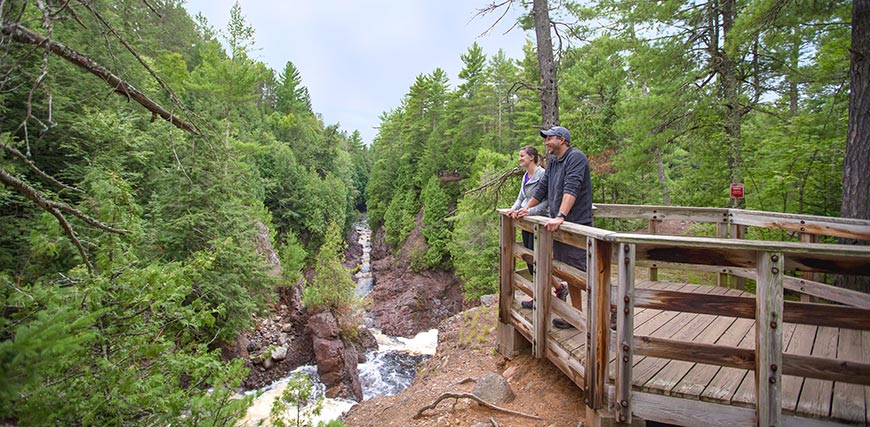 Overlook along the Doughboys Nature Trail at Copper Falls State Park. 