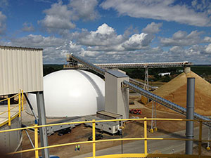 A stockpile dome.