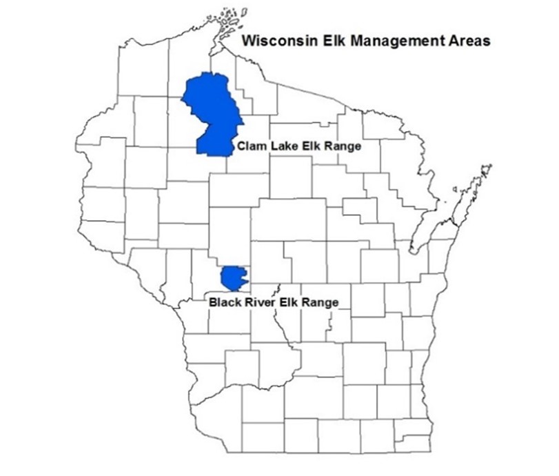 Map of Elk Herds in Wisconsin