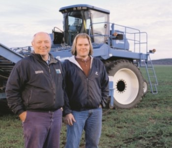 Steve Diercks, the Governor's Representative to the GCC,  and his son Andy on their farm in Coloma