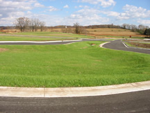 Infiltration basin surrounded by roads